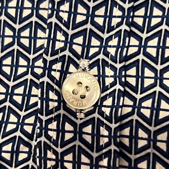 Murano blue mens shortsleeve button down collar business casual dress shirt MED​ - Picture 4 of 10